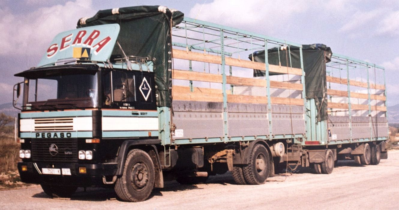 Old Pegaso road train from the Serra fleet, with the SERRA sign above the cab